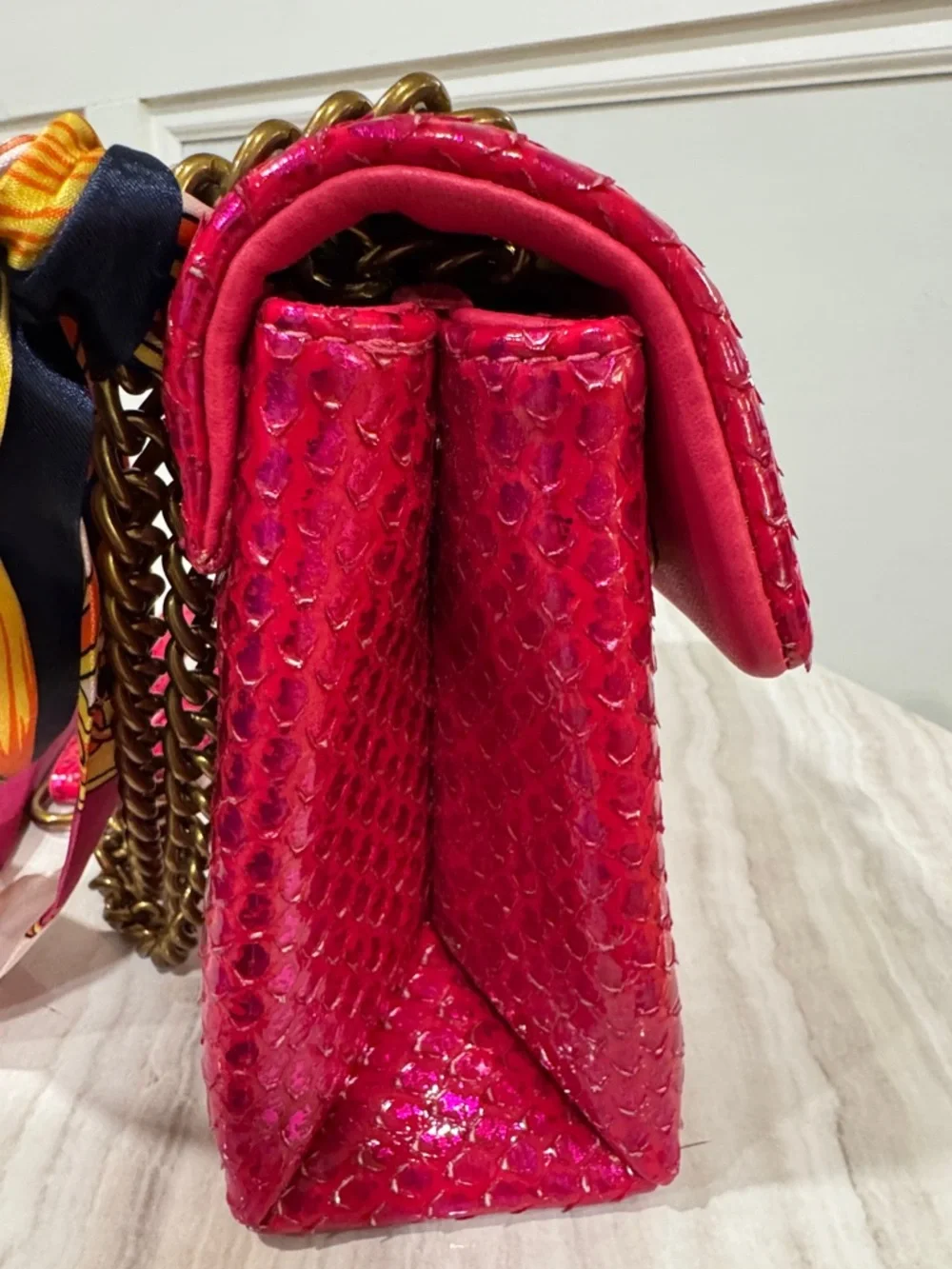 Kurt Geiger Bag Kensington Snake Embossed Sample Sale Pink Textured Crossbody - Picture 8 of 17